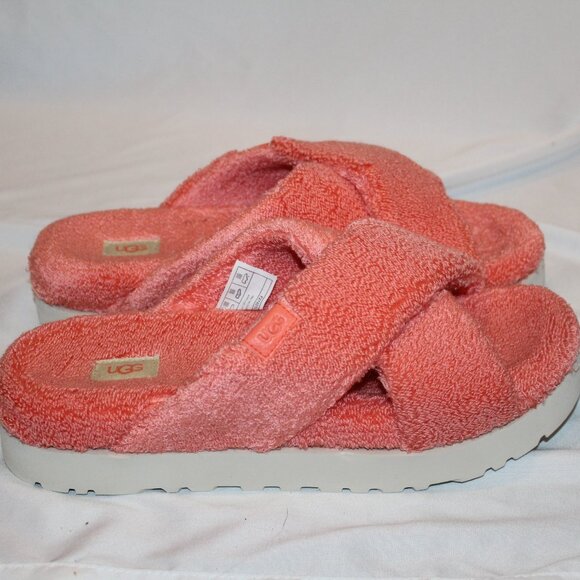 UGG WOMEN'S TERRY SLIP ON‎ SANDALS SLIPPER CORAL SZ 12 NEW